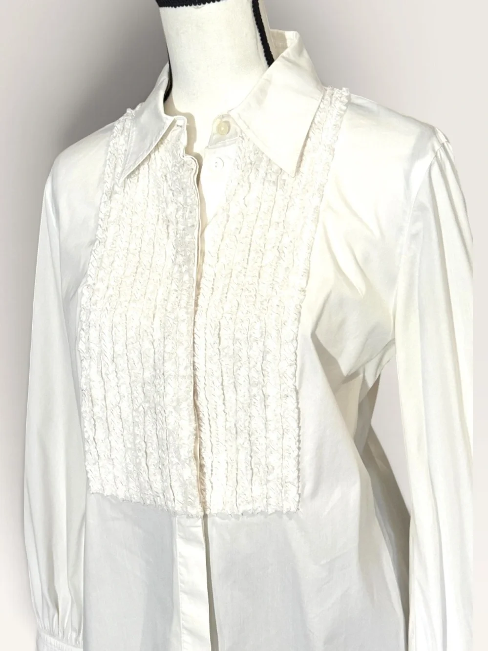 Luisa Cerano White Tuxedo Stye Button Down